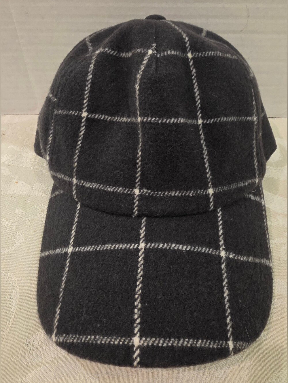 Gray& White Plaud Flannel Hat/ Cap w/ Strap Buckle New Day Brand Target NWT
